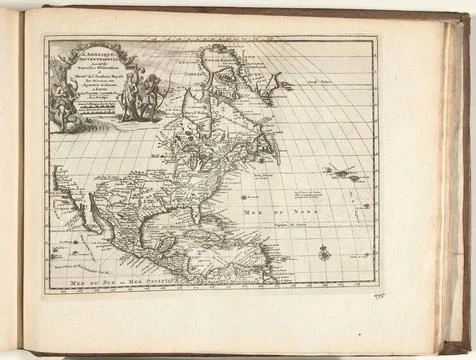 Austrian Museums, 17th-20th ct, Map of North and Central America, 1726; Stock Photos