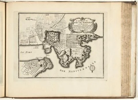 Austrian Museums, 17th-20th ct, Map of the port of Marseille, 1726; L'Entrance Stock Photos