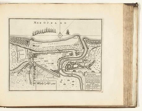 Austrian Museums, 17th-20th ct, Map of Dieppe, 1726; Dieppe Ville Normandie Fotos Stock