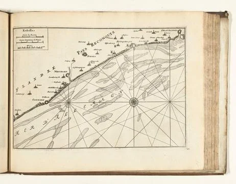 Austrian Museums, 17th-20th ct, Map of the Flemish coast, 1726; Les Forces de Stock Photos