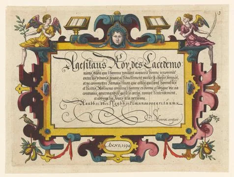 Austrian Museums, 17th-20th ct, Rectangular cartouche with French text and Stock Photos