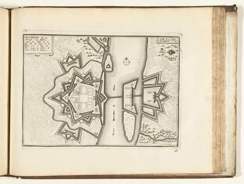 Austrian Museums, 17th-20th ct, Huningue, 1726 map; HUNINGUE EST UNE FORTRESSE Fotos Stock