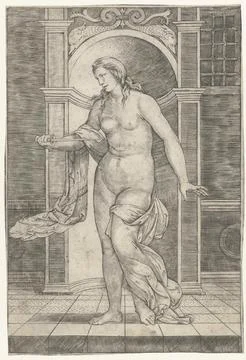 Austrian Museums, 17th-20th ct, Lucretia puts himself dead in chest. Stock Photos