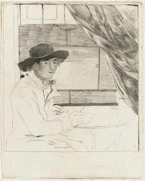 Austrian Museums, 17th-20th ct, Portrait of a young etcher. Portrait of a young Stock Photos