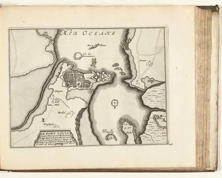 Austrian Museums, 17th-20th ct, Map of Port Louis, 1726; Le Port Louis. Fotos Stock