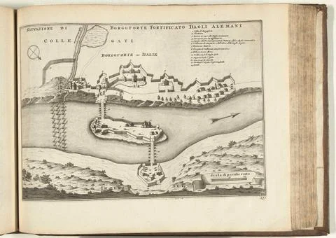 Austrian Museums, 17th-20th ct, Map of Borgoforte, 1726; Situazione di Stock Photos