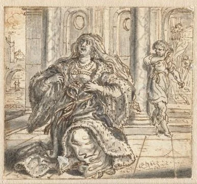 Austrian Museums, 17th-20th ct, The repented Tamar. Design for a print. Stock Photos