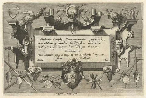 Austrian Museums, 17th-20th ct, Cartouche with a role frame, decorated with Stock Photos