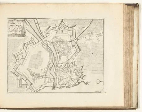 Austrian Museums, 17th-20th ct, Map of Belle Ile, 1726; Bourg Ou Ville, et Fotos Stock