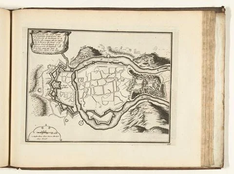 Austrian Museums, 17th-20th ct, Map of Besanon, 1726; Besancon Ville Forte Fotos Stock