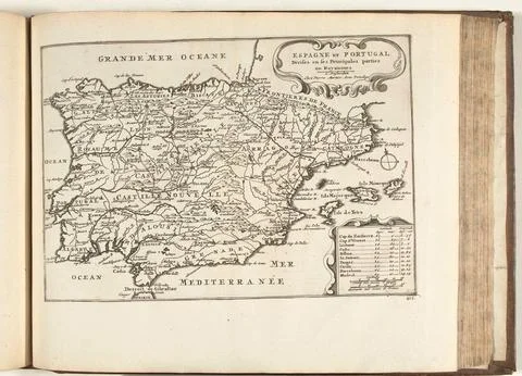 Austrian Museums, 17th-20th ct, Map of Spain and Portugal, 1726; Espagne and Stock Photos