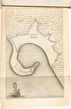 Austrian Museums, 17th-20th ct, Milazzo map, ca. 1702; Milazzo Ou Melazzo Ville Stock Photos