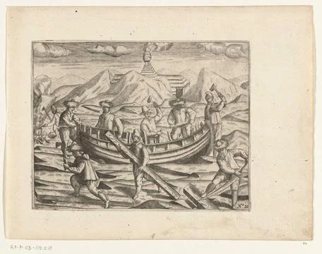 Austrian Museums, 17th-20th ct, Carpentry on the sloop, 1597. Carpentry on the Stock Photos