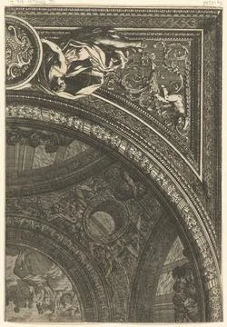 Austrian Museums, 17th-20th ct, Quarter of rectangular ceiling. Ceiling with a Stock Photos