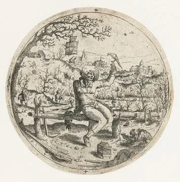 Austrian Museums, 17th-20th ct, Sky; The four elements. Round representation of Stock Photos