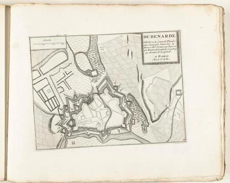 Austrian Museums, 17th-20th ct, Map of Oudenaarde, ca. 1702; Oudenijde Ville Fotos Stock