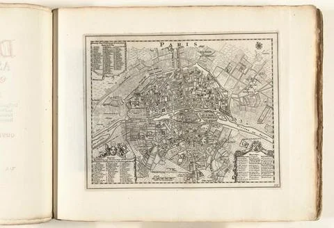 Austrian Museums, 17th-20th ct, Paris map, approx. 1702; Paris; Les Forces de Stock Photos