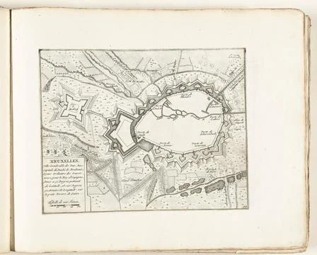 Austrian Museums, 17th-20th ct, Map of Brussels, ca. 1702; Bruxelles, Ville Fotos Stock