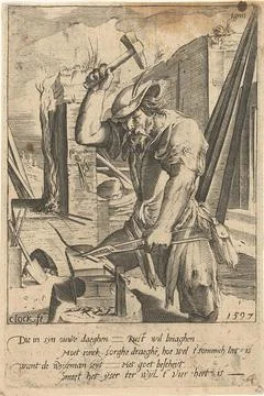 Austrian Museums, 17th-20th ct, Fire; Ignis; The four elements. A blacksmith at Foto stock