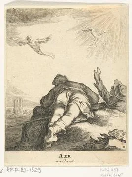 Austrian Museums, 17th-20th ct, Sky; Aer; The four elements. Two men, one of 스톡 사진