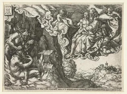 Austrian Museums, 17th-20th ct, The rich man in hell sees Abraham with Lazarus; Stockfoto's