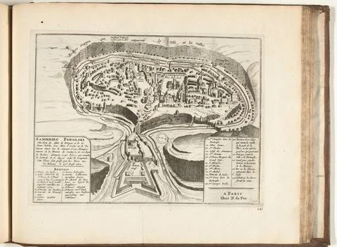 Austrian Museums, 17th-20th ct, Map of Kamien Pomorski, 1726; Kamieniec Podolski Fotos Stock