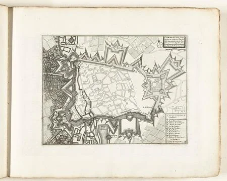 Austrian Museums, 17th-20th ct, Map of Cambrai, ca. 1702; Cambrai Ville Forte Fotos Stock