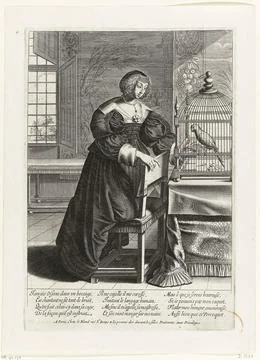Austrian Museums, 17th-20th ct, Woman at a parrot in a cage. Foto stock