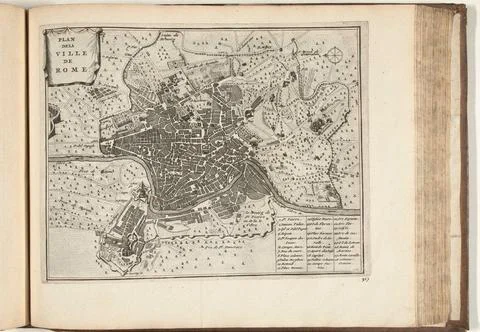 Austrian Museums, 17th-20th ct, Map of Rome, 1726; Plan De La Ville De Rome; Les Stock Photos