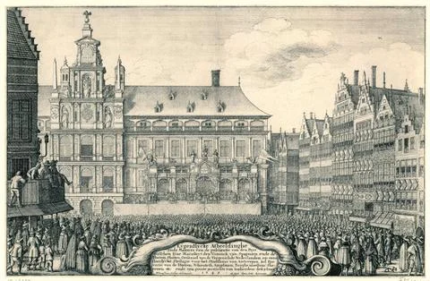 Austrian Museums, 17th-20th ct, Proclamation of the Peace of Munster in Antwerp, Foto stock