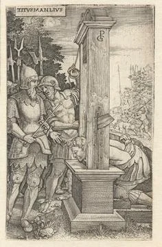 Austrian Museums, 17th-20th ct, Titus Manlius Torquatus leaves his son beheaded; Stock Photos