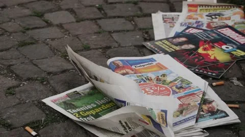 Austrian Newspaper on the floor 1 Stock Footage 22240989