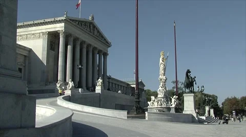 Austrian Parliament in Vienna Stock Footage