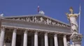 Austrian Parliament Vienna Wisdom Goddess Pallas Athene Fountain Pillar Landmark HD Footage