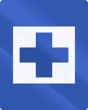 Austrian road sign - First Aid or Hospital Illustrazione stock