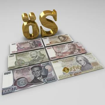 Austrian Shilling Banknotes 3D Model