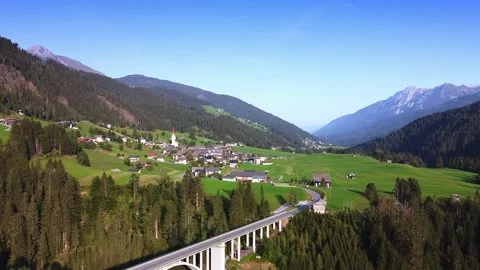 Austrian small town in Alps Stock Footage 143357851