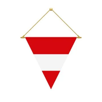Austrian triangle flag hanging, vector illustration Stock Illustration