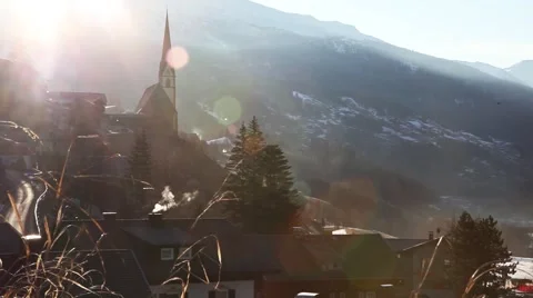 Austrian village during Magic Hour Stock-Footage 48996499