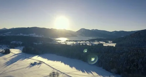 Austrian Winter Landscape Aerial Stock Footage 75368140
