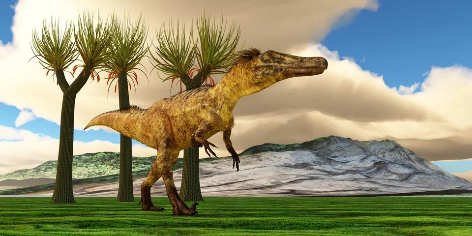 Austroraptor Dinosaur Landscape 스톡 일러스트