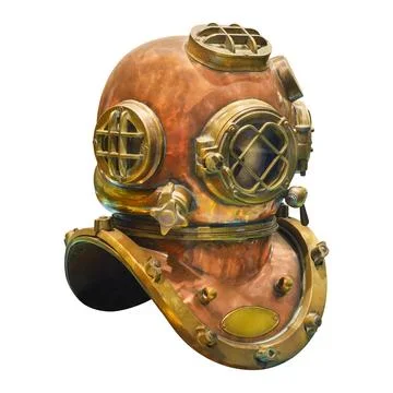 Authentic 1941 US Navy diving helmet isolated on a white background Stock Photos