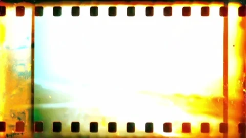 Authentic 35mm Film Frame Overlay with Sprocket Holes and Warm Light Leaks 스톡 동영상 341402000