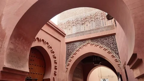 Authentic 4K Moroccan Door with Vibrant Colors and Detailed Craftsmanship Stock Footage 302763211