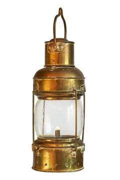 Authentic ancient storm lantern isolated on a white background Foto stock