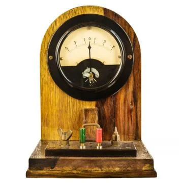 Authentic ancient volt meter isolated on white Stock Photos
