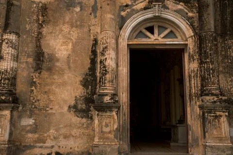 Authentic and aged rustic wall of Church like Building Stock Photos