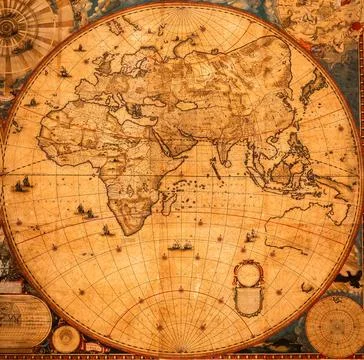 Authentic antique map. Exploration, geography, vintage background Stock-Fotos