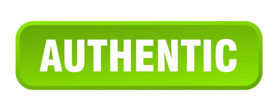 Authentic button. authentic square 3d push button Illustrazione stock