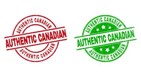 AUTHENTIC CANADIAN Round Badges Using Corroded Texture Stock Illustration